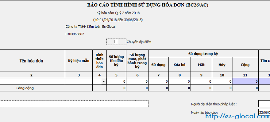 Lập báo cáo tình hình sử dụng hóa đơn GTGT