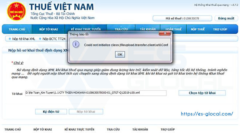 Cảnh báo lỗi could not initialize class jfileupload.transfer.client.util.conf