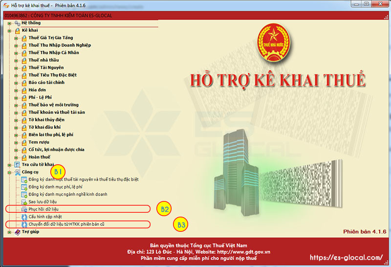 phục hồi hoặc chuyển đổi dữ liệu từ HTKK phiên bản cũ
