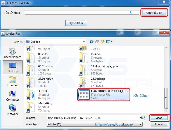 Chọn file xml để ký offine