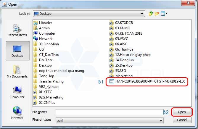 Chọn file xml để ký offine