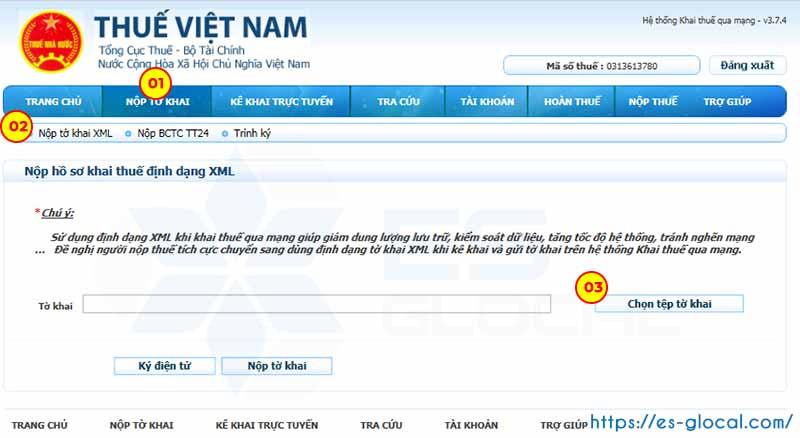 Chọn tờ khai thuế để nộp