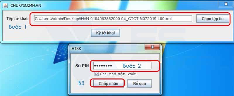 đăng nhập để ký tờ khai XML