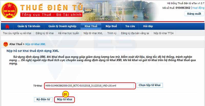 Ký và nộp tờ khai báo cáo