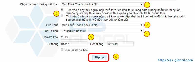 Chọn thông tin trên tờ khai thuế Chọn thông tin trên tờ khai thuế