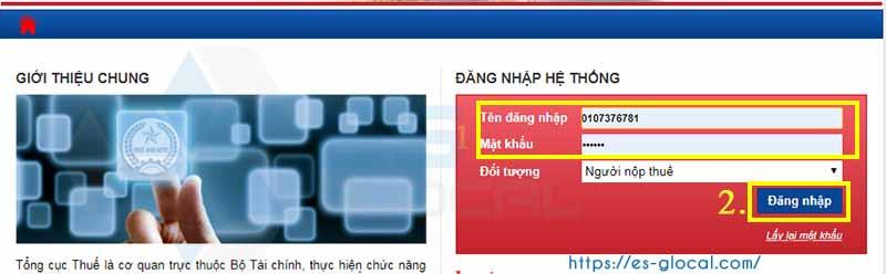 Đăng nhập mã số thuế và mật khẩu Đăng nhập mã số thuế và mật khẩu