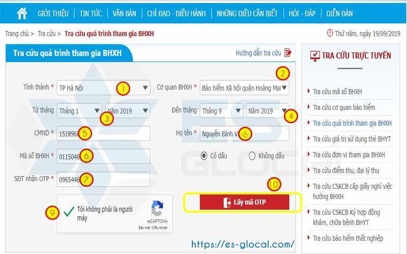 Nhập thông tin tra cứu quá trình tham gia BHXH Nhập thông tin tra cứu quá trình tham gia BHXH