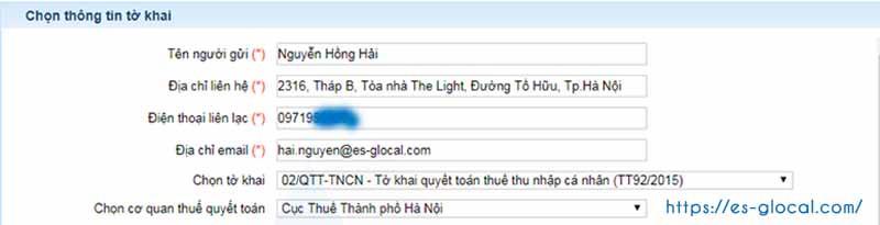 Nhập các thông tin Quyết toán thuế thu nhập cá nhân Nhập các thông tin Quyết toán thuế thu nhập cá nhân