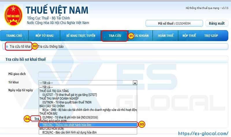 Tra cứu thông báo phát hành hóa đơn Tra cứu thông báo phát hành hóa đơn