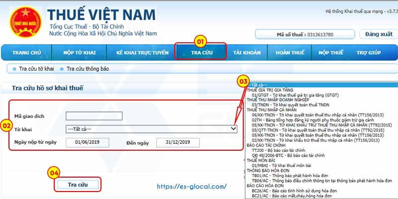 Tra cứu tờ khai thuế iHTKK Tra cứu tờ khai thuế iHTKK