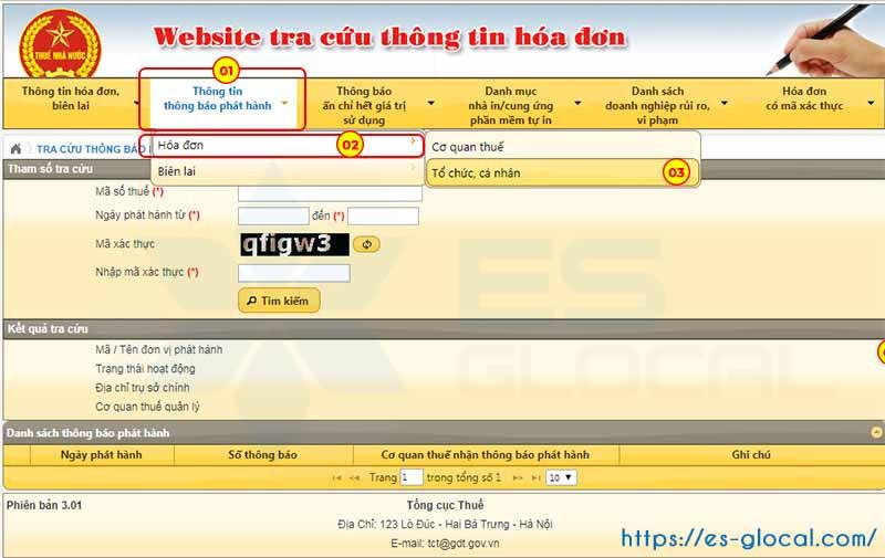 Truy cập tra cứu thông báo phát hành hóa đơn Truy cập tra cứu thông báo phát hành hóa đơn