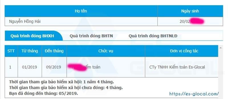 Kết quả tra cứu quá trình đóng BHXH mới nhất Kết quả tra cứu quá trình đóng BHXH mới nhất