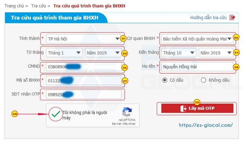 Khai báo các thông tin tra cứu quá trình đóng BHXH mới nhất Khai báo các thông tin tra cứu quá trình đóng BHXH mới nhất