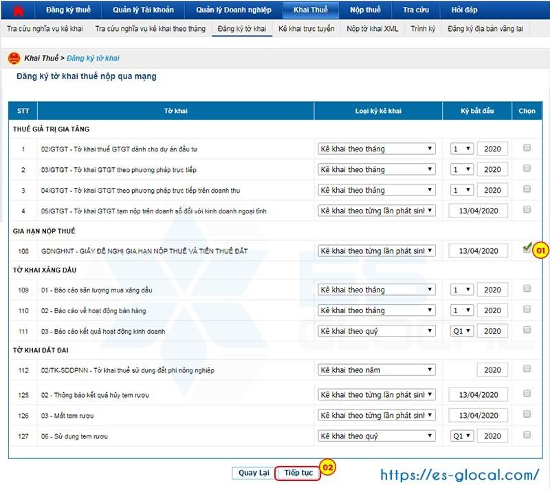 Đăng ký thêm tờ khai gia hạn nộp thuế Đăng ký thêm tờ khai gia hạn nộp thuế