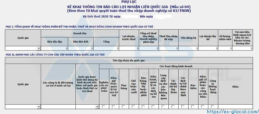 Hướng kê kê khai phụ lục IV - Giao dịch liên kết Hướng kê kê khai phụ lục IV - Giao dịch liên kết