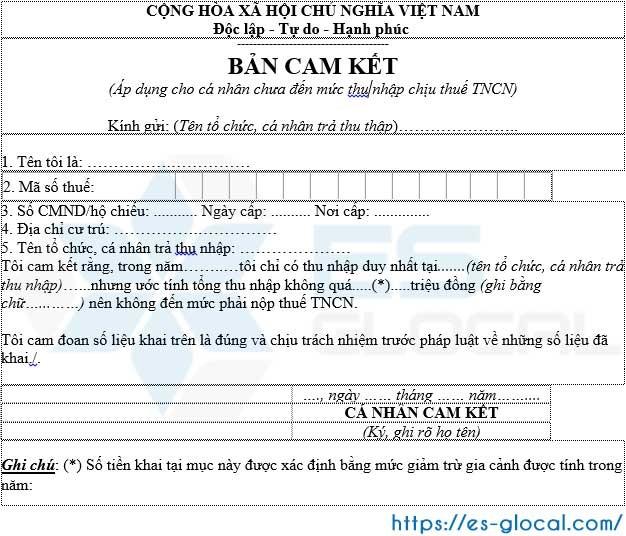 cam kết thu nhập cam kết thu nhập
