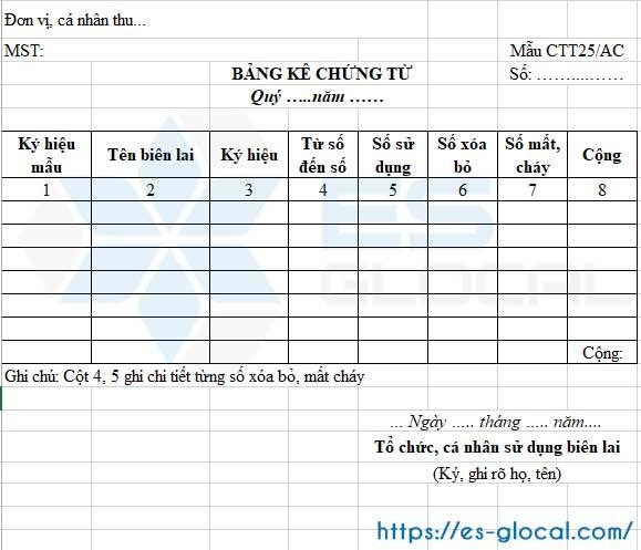 Mẫu CTT25/AC chứng từ khấu trừ thuế TNCN Mẫu CTT25/AC chứng từ khấu trừ thuế TNCN