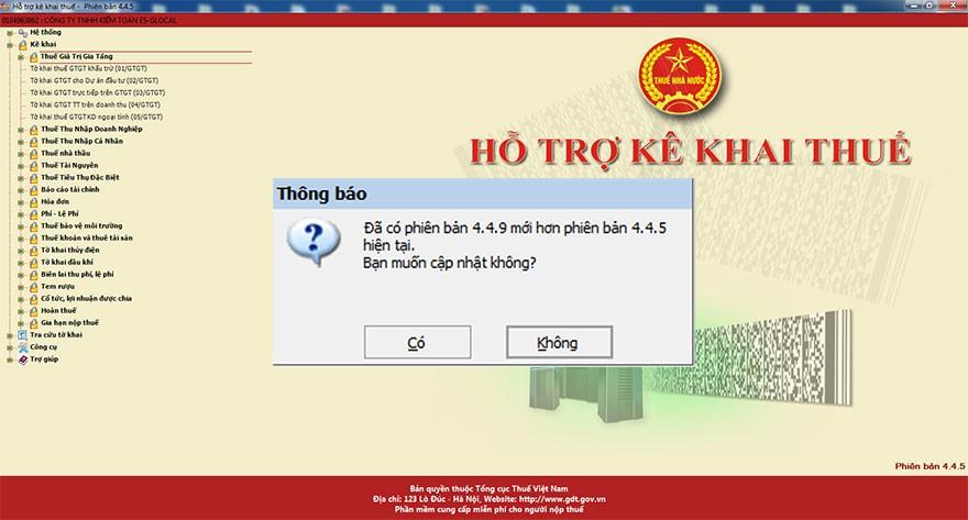 Nâng cập phần mềm HTKK 4.4.9 mới nhất Nâng cập phần mềm HTKK 4.4.9 mới nhất