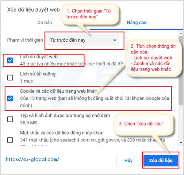 Xóa dữ liệu website lịch sử trình duyệt website và cookei của trình duyệt Xóa dữ liệu website lịch sử trình duyệt website và cookei của trình duyệt