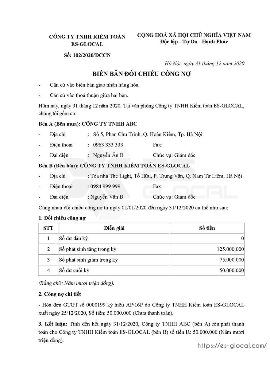 biên bản đối chiếu công nợ 2 bên biên bản đối chiếu công nợ 2 bên
