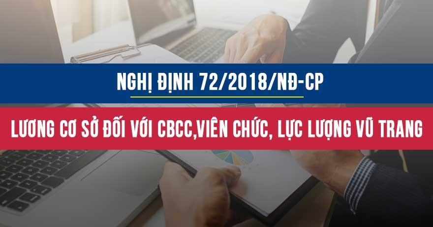 Nghị định 72/2018/NĐ-CP quy định mức lương cơ sở đối với cán bộ, công chức, viên chức và lực lượng vũ trang Nghị định 72/2018/NĐ-CP quy định mức lương cơ sở đối với cán bộ, công chức, viên chức và lực lượng vũ trang