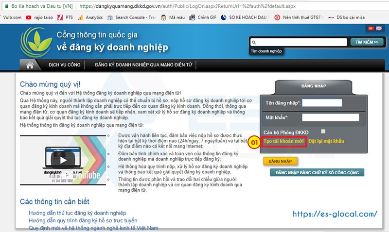 Tạo tài khoản đăng ký kinh doanh để đăng ký tài khoản ngân hàng với sở kế hoạch Tạo tài khoản đăng ký kinh doanh để đăng ký tài khoản ngân hàng với sở kế hoạch