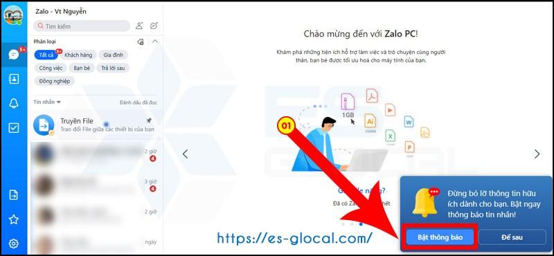 Bật thông báo sử dụng zalo Bật thông báo sử dụng zalo