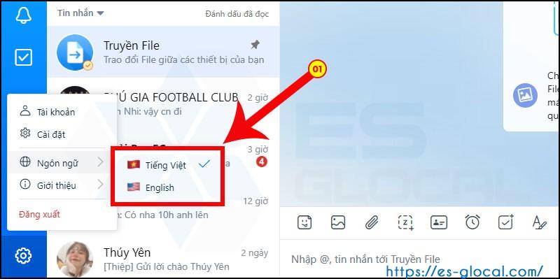 Cài đặt ngôn ngữ trong zalo Cài đặt ngôn ngữ trong zalo