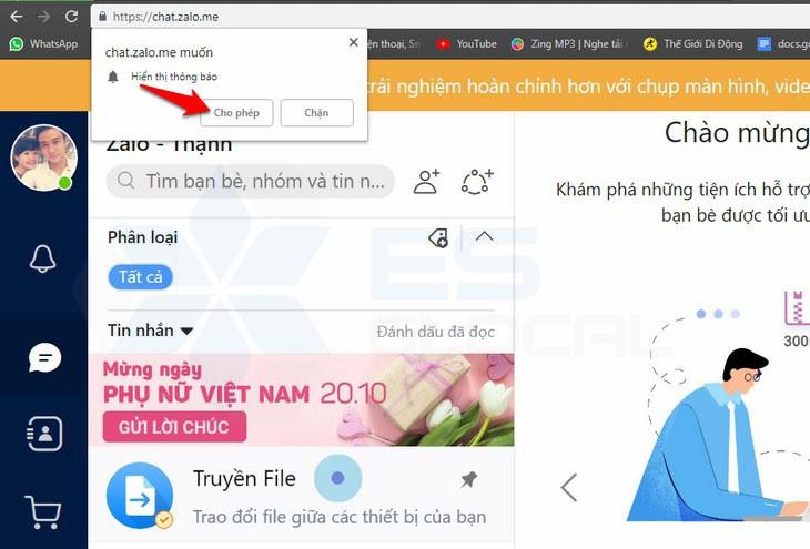 cho phép tài khoản zalo thông báo tin nhắn mới cho phép tài khoản zalo thông báo tin nhắn mới