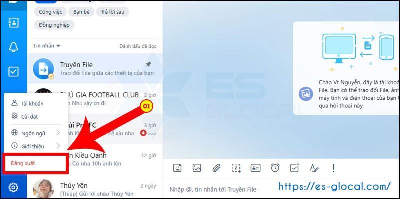 Thoát zalo web trên máy tính của bạn Thoát zalo web trên máy tính của bạn