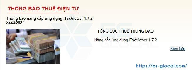 Thông báo nâng cấp phiên bản itaxviewer 1.7.2 của TCT Thông báo nâng cấp phiên bản itaxviewer 1.7.2 của TCT