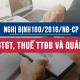 Nghị định 100/2016/NĐ-CP về thuế GTGT, thuế TTĐB và quản lý thuế