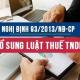 Nghị định 93/2013/NĐ-CP sửa đổi bổ sung luật thuế TNDN và thuế GTGT
